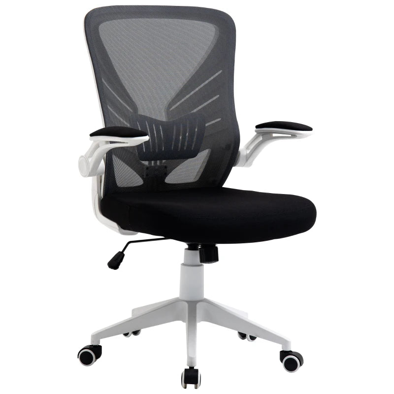 Vinsetto Mid-Back Mesh Home Office Chair Computer Task Ergonomic Desk Chair with Lumbar Back Support, Flip-Up Arm, and Adjustable Height, Black