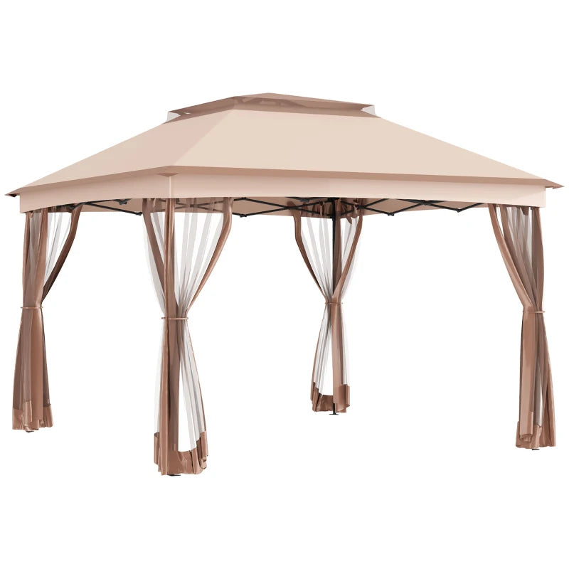 Outsunny 10' x 12' Outdoor Gazebo, Patio Gazebo Canopy Shelter w/ Double Vented Roof, Zippered Mesh Sidewalls, Solid Steel Frame, Grey