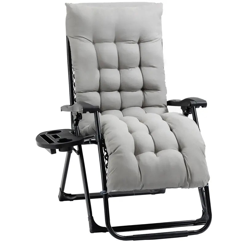 Outsunny 2-Person Sling Chair, Reclining Double Lounger for Patio, Beach, Camping, Lawn, Wood Folding Chair with Recliner Design for 2 Adults, Cream White
