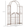 Outsunny 81" Metal Garden Arbor with Double Doors, Locking Gate, Climbing Vine Frame with Heart Motifs, Arch for Wedding, Bridal Party Decoration, Grey