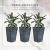 Outsunny Set of 3 Tall Planters, Outdoor & Indoor Flower Pot Set for Front Door, Entryway, Patio and Deck, Grey