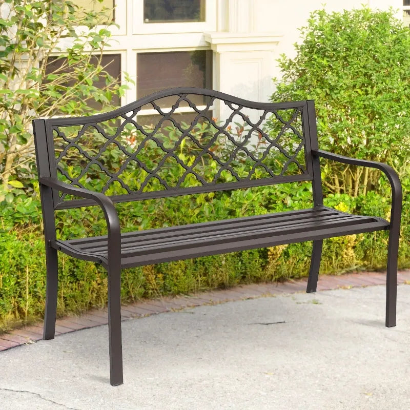 Outsunny Antique Style Cast Iron Outdoor Front Porch Bench