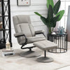 HOMCOM Faux Leather Recliner Chair, Living Room Swivel Chair w/ Ottoman Footrest, Grey