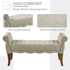 HOMCOM Traditional Style End of Bed Bench, Upholstered Entryway Bench with Button Tufted and Rounded Arm, Light Gray