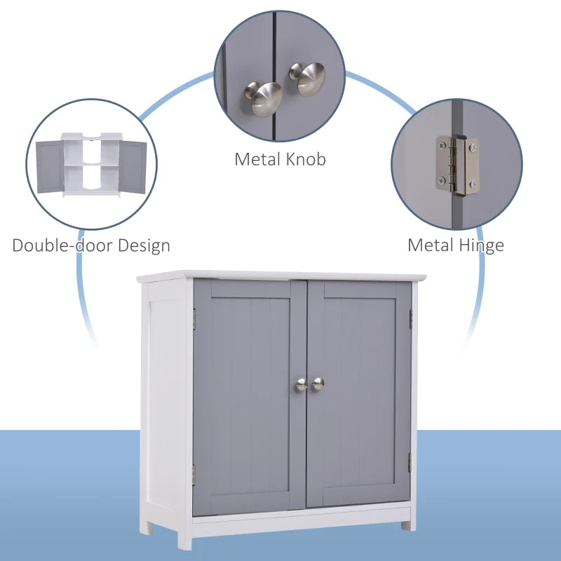 kleankin Short Pedestal Under Sink Bathroom Cabinet Storage Standing Unit w/ 2 Doors