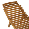 Outsunny Outdoor Folding Chaise Lounge Chair Recliner with Wheels, Acacia Wood Frame - Teak Color