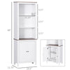 HOMCOM Tall Bathroom Storage Cabinet, Freestanding Linen Tower with 2-Tier Shelf and 2 Cupboards, Narrow Side Floor Organizer, White