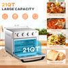HOMCOM 7-in-1 Toaster Oven, 21 Qt 4-Slice Convection Oven with Warm, Broil, Toast, Bake Air Fryer Setting 60min Timer, Adjustable Thermostat, 3 Crust Shades, and 4 Accessories 1550W for Countertop