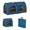 PawHut 39" Portable Soft-Sided Pet Cat Carrier With Divider, Dual Compartment, Soft Cushions, & Storage Bag - Blue