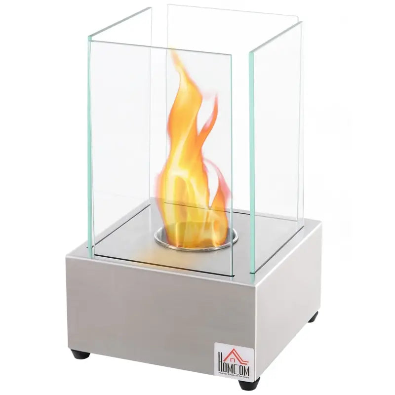HOMCOM Ethanol Fireplace, 18.5" Tabletop 0.39 Gal Stainless Steel 269 Sq. Ft., Burns up to 3 Hours, Black
