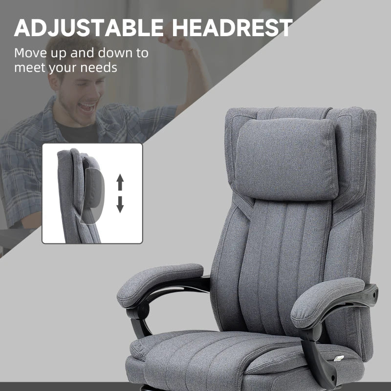 Vinsetto High-Back Massaging Office Chair Reclining Office Chair with Footrest Headrest Swivel Wheels Adjustable Height Gray