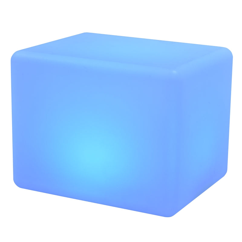 Outsunny 16RGB Colors Rechargeable LED Cube Stool Light with Remote Control & IP54 Waterproofing for Indoor/Outdoor Use