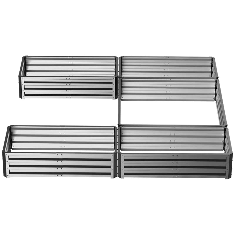Outsunny Steel Raised Garden Bed, Set of 5 Large Box Planters for Outdoor Plants Vegetables Flowers Herbs, 8x8x1ft, Green