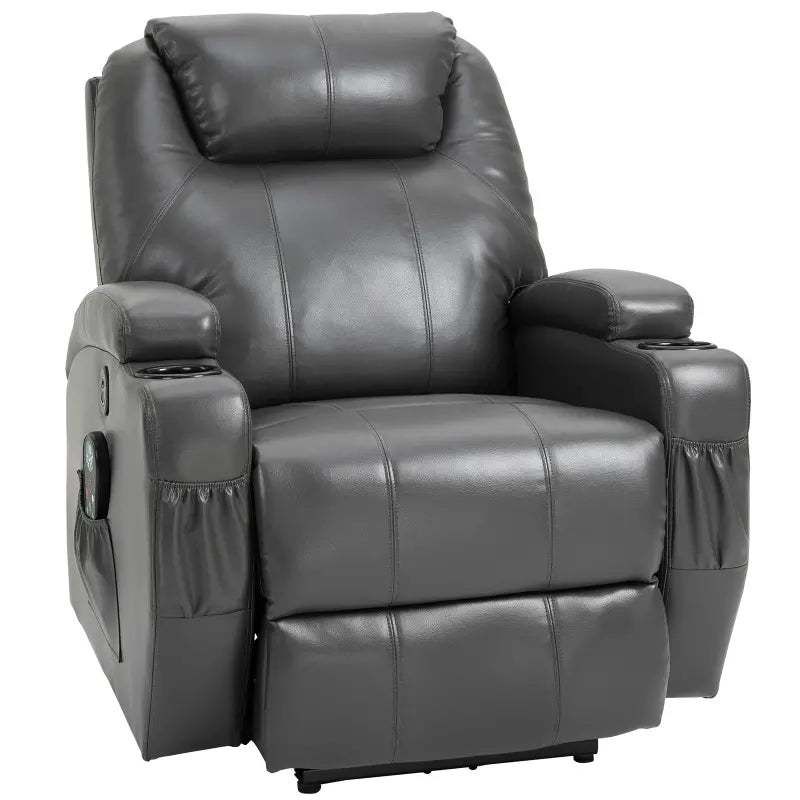 8-Point Vibrating Massage Sofa Manual Recliner Armchair, Black