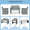 Outsunny 4 PCs Rattan Wicker Sofa Set Outdoor Conservatory Furniture w/ Side Storage Box