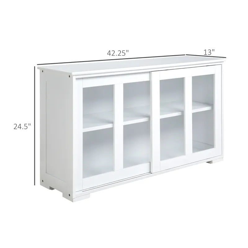 HOMCOM Sideboard Buffet Cabinet, Stackable Credenza, Coffee Bar Cabinet with Sliding Glass Door and Adjustable Shelf, White
