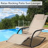 Outsunny Outdoor Rocking Chair, Chaise Lounge Pool Chair for Sun Tanning, Sunbathing, a Rocker with Side Pocket, Armrests & Pillow for Patio, Lawn, Beach, Cream White