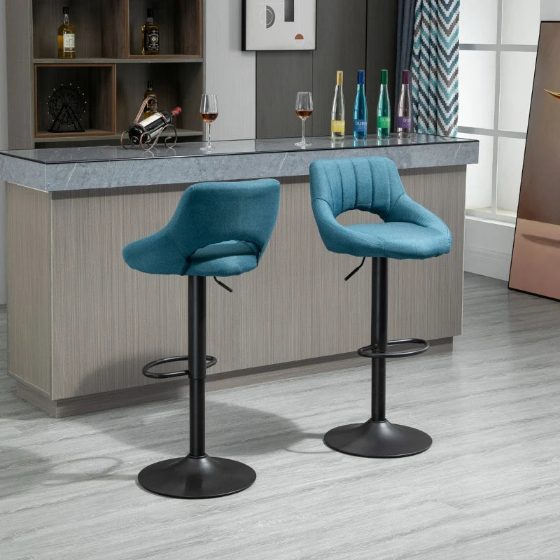 HOMCOM Modern Bar Stools, Swivel Bar Height Barstools Chairs with Adjustable Height, Round Heavy Metal Base, and Footrest, Set of 2, Cream White