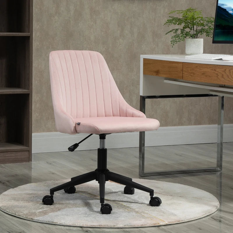 Vinsetto Mid-Back Swivel Office Velvet Fabric Scallop Shape Computer Desk Chair, Grey