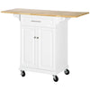 HOMCOM Kitchen Island Cart on Wheels with Extended Counter Drawer Cabinet Towel Racks Versatile Use