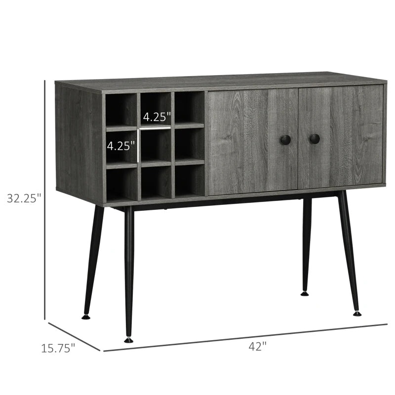 HOMCOM Coffee Bar Cabinet 9-Bottle Wine Rack and Adjustable Shelf, Sideboard Buffet Cabinet Wine Cabinet for Living Room