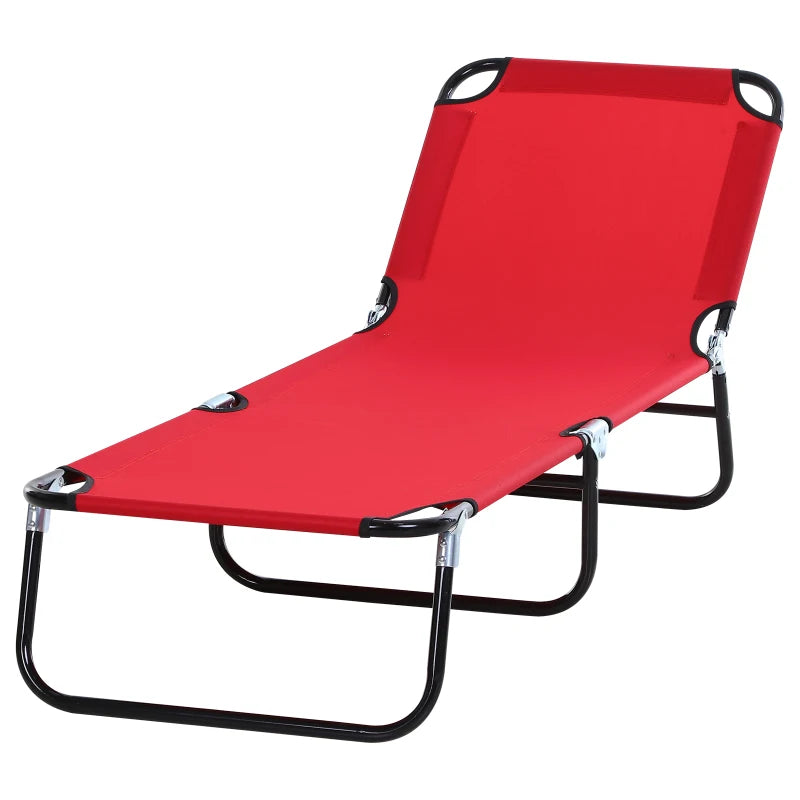Outsunny Folding Chaise Lounge Pool Chairs, Outdoor Sun Tanning Chairs with Pillow, Reclining Back, Steel Frame & Breathable Mesh for Beach, Yard, Patio, Black-1