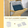 Kleankin Bamboo Laundry Hamper Cabinet, Bathroom Storage Organizer with Tilt Out Laundry Basket for Dirty Clothes, Natural
