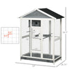 PawHut 64.5" Wooden Bird Cage Aviary, Flight Cage with 4 Perches, Nest and Slide-Out Tray for Indoor/Outdoor, Gray