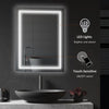 kleankin Wall Mounted Vanity Closet Mirror with Finger Swipe Function for Light, Silver