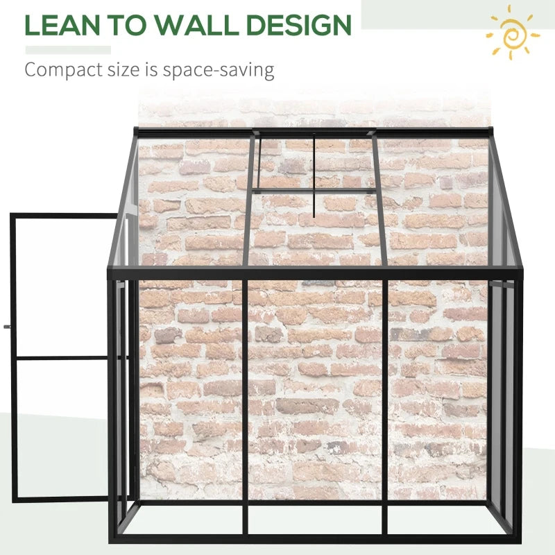 Outsunny 6' x 4' Aluminum Greenhouse Polystyrene Walk-in Garden Greenhouse with Adjustable Roof Vent and Lockable Door, Clear