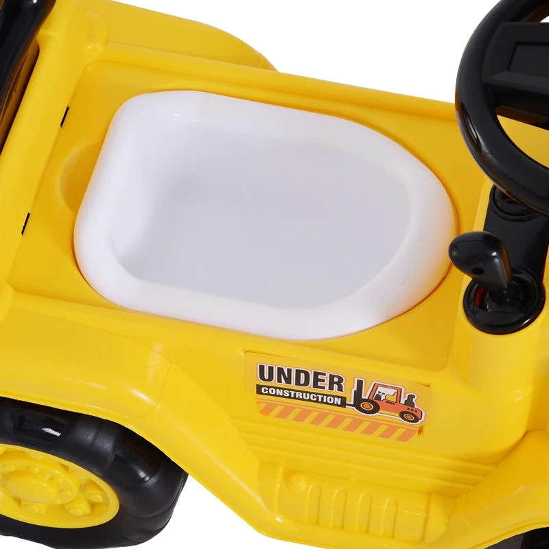 HOMCOM 3 in 1 Ride On Toy Bulldozer Digger Tractor Pulling Cart Pretend Play Construction Truck