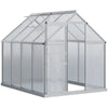 Outsunny 6' x 6' Portable Walk-In Greenhouse Outdoor Plant Gardening Green House Canopy w/ Sliding Door Adjustable Window Silver