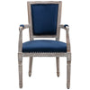 HOMCOM Vintage Dining Chair with High Back, Thick Sponge Padded Seat and Section Armrest with Wood Frame, Blue