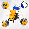 HOMCOM 13.7 Gallon Mop Water Bucket Wringer Cart with Easy to Use Side Press Wringer, Smooth Wheels, Mop-Handle Holder