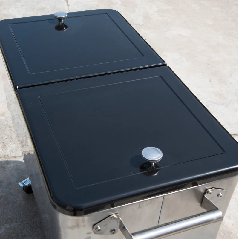 Outsunny 80 Quart Steel Portable Rolling Storage Cooler Cart - Black