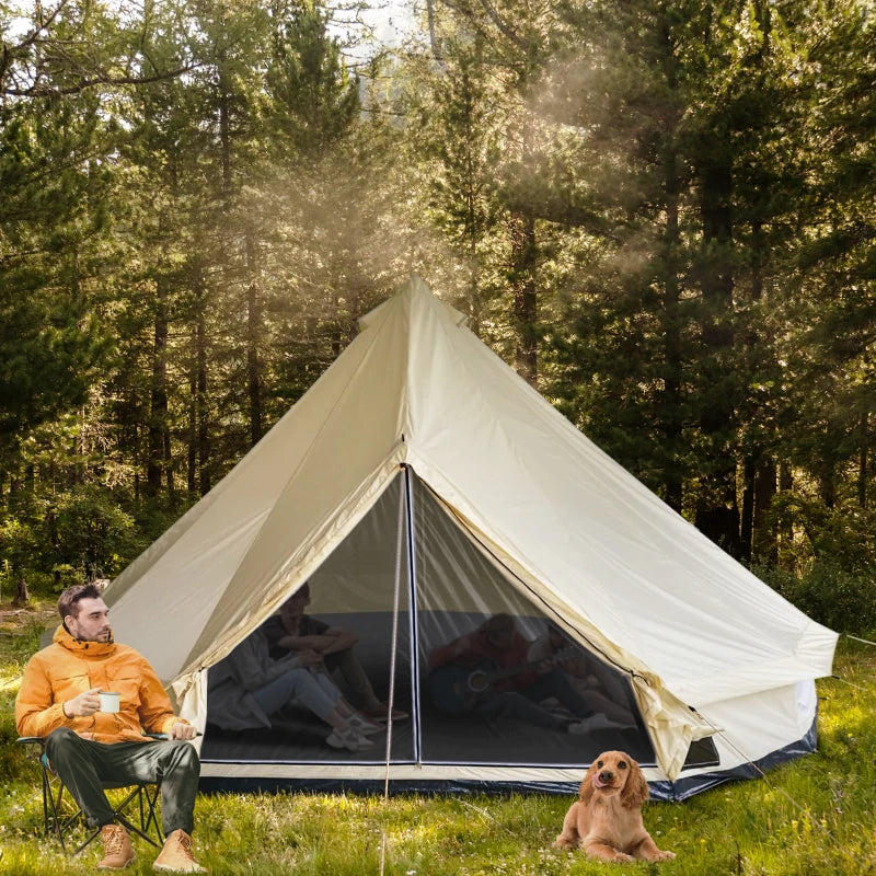 Outsunny 16.5’ x 16.5' x 10' 10-Person Waterproof Camping Tent Yurt with Unique Style, Spacious Interior & Breathable Waterproof Design