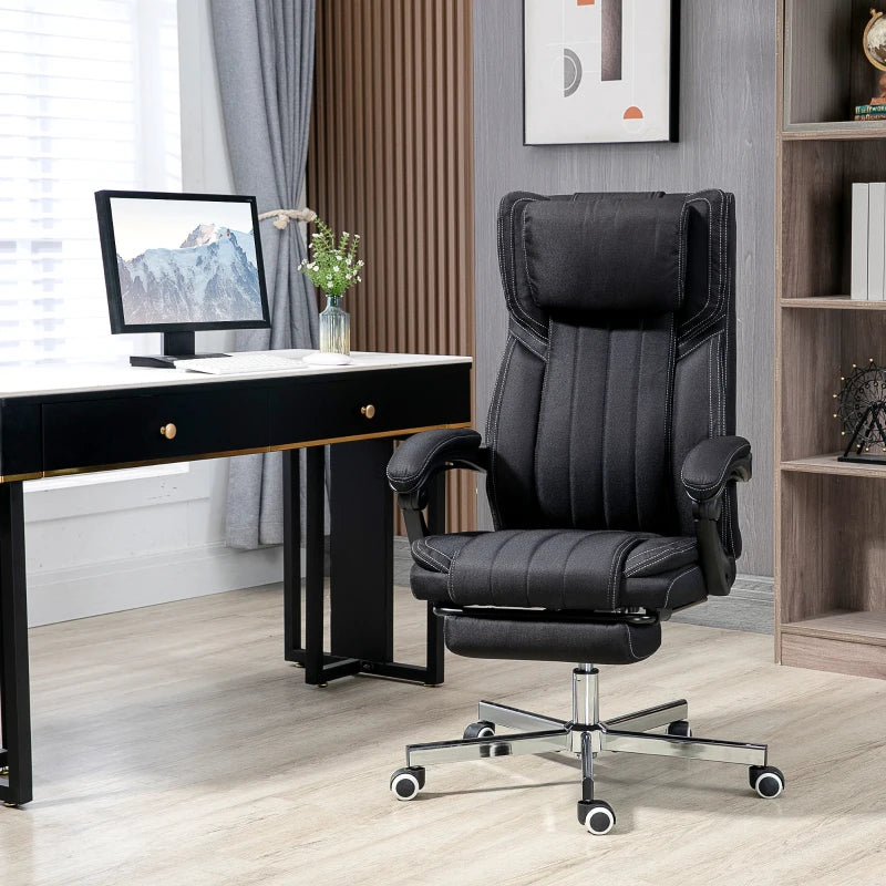 Vinsetto High-Back Massaging Office Chair Reclining Office Chair with Footrest Headrest Swivel Wheels Adjustable Height Black