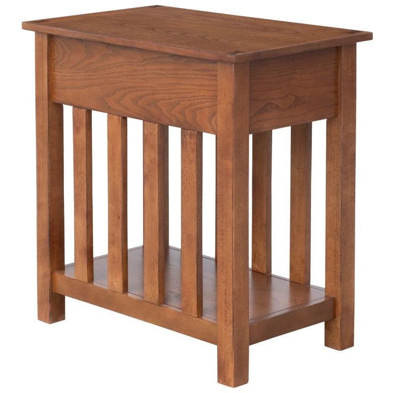 HomCom 24" Wooden Side Accent End Table with Drawer, Tray, and Storage Shelf