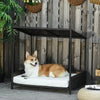 PawHut Rattan Pet Bed with Cushion for Small & Medium-Sized Dogs, Brown and White