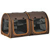 PawHut 39" Portable Soft-Sided Pet Cat Carrier With Divider, Dual Compartment, Soft Cushions, & Storage Bag - Brown
