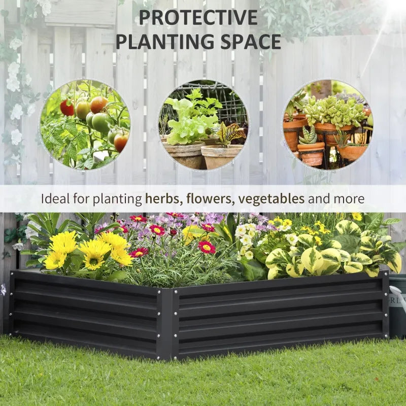 Outsunny Metal Raised Garden Bed No Bottom DIY Large Steel Planter Box w/ Gloves-3