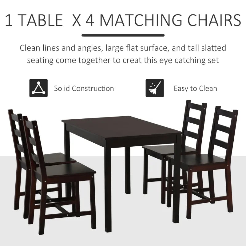 HOMCOM 5 Piece Dining Room Table Set, Wooden Kitchen Table and Chairs for Dinette, Breakfast Nook, White