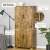 HOMCOM Industrial Style 4-Door Cabinet Pantry Cupboard with Storage Shelves for Bedroom and Living Room, Rustic Wood