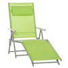 Outsunny Outdoor Folding Chaise Lounge Chair, Portable Lightweight Reclining Sun Lounger with 7-Position Adjustable Backrest & Pillow for Patio, Deck, and Poolside, Green