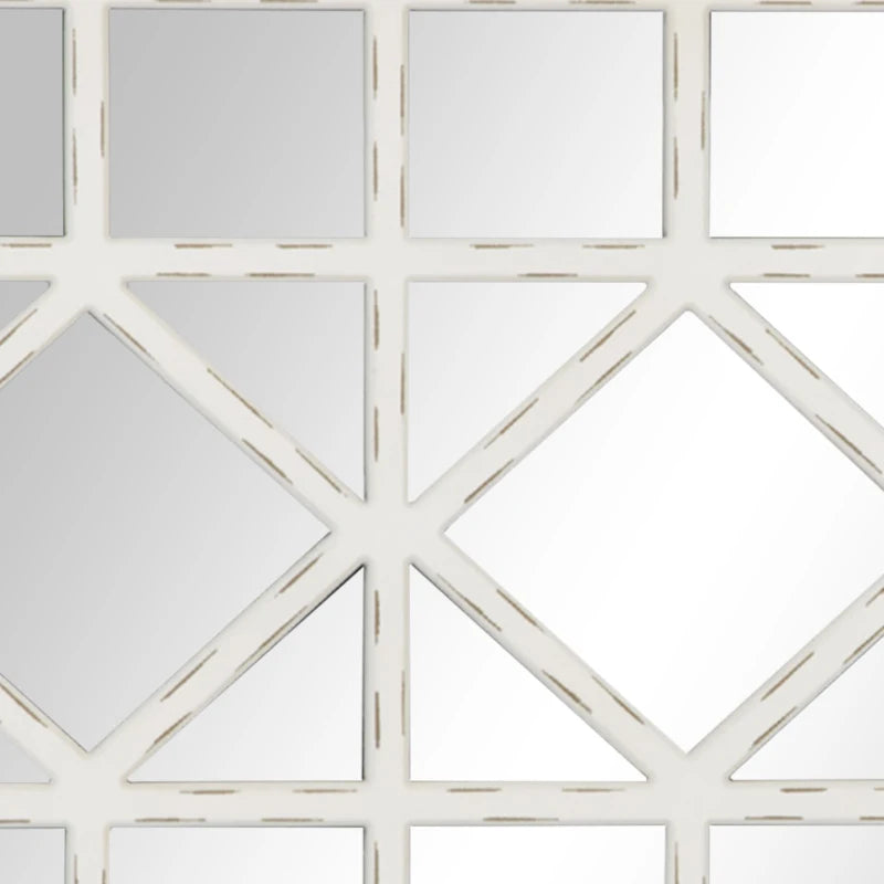HOMCOM 43" x 27.5" Wall Mirror, Arch Window Mirror for Wall, Rustic White
