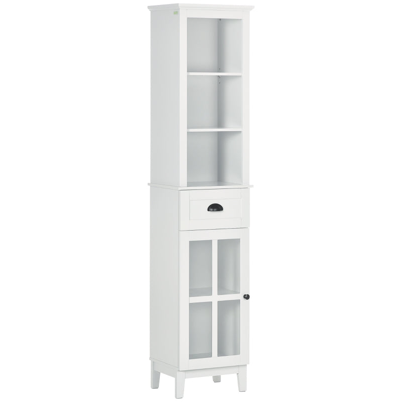 Kleankin Tall Linen Cabinet Organizer Bathroom Storage Cabinet W