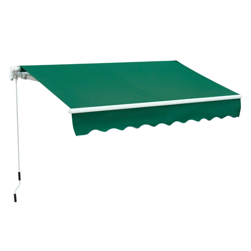 Outsunny 8' x 7' Patio Retractable Awning/Manual Exterior Sun Shade Deck Window Cover, Green