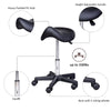 Open Box HomCom Adjustable Hydraulic Rolling Swivel Salon Saddle Stool Chair - Black