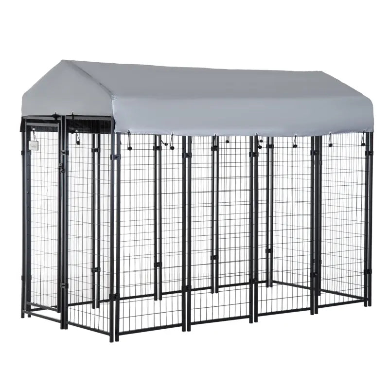 Pawhut 4' x 4' x 4.5' Large Dog Kennel Outdoor Steel Fence with UV-Resistant Oxford Cloth Roof & Secure Lock