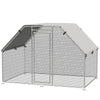 PawHut Galvanized Large Metal Chicken Coop Cage Walk-in Enclosure Poultry Hen Run House Playpen Rabbit Hutch with Cover for Outdoor Backyard 9.2' x 6.2' x 6.5' Silver
